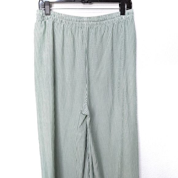 ONIA Green Striped High Slit Wide Leg Pants L - Picture 8 of 9